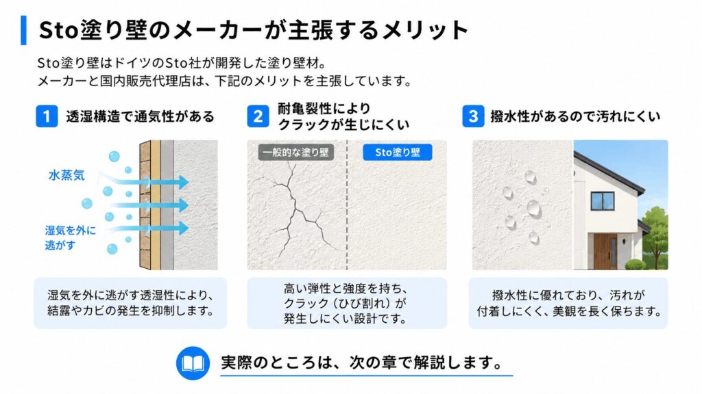 Sto塗りかのメーカーが主張するメリット