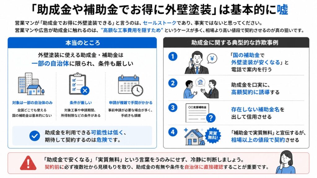 助成金や補助金でお得に外壁塗装は嘘