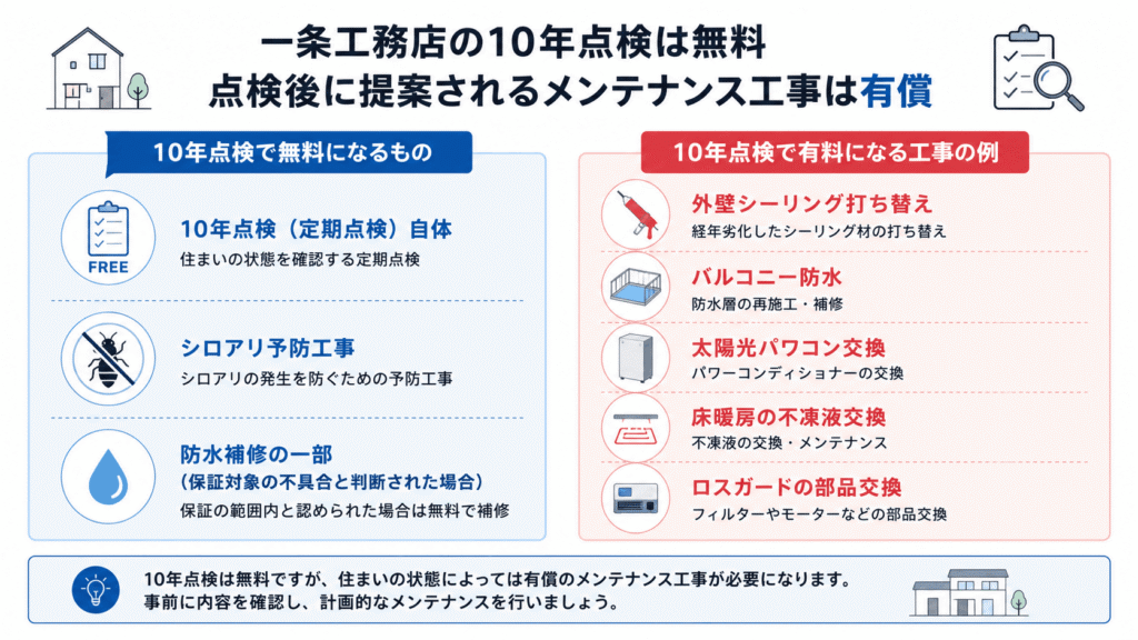 一条工務店の10年点検は無料